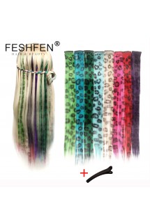 FESHFEN彩色假發(fā)片挑染頭發(fā)發(fā)片接發(fā)片挑染彩色漸變色豹紋直發(fā)片