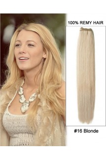 20” #16 Blonde Straight Weave Remy Human Hair Extensions