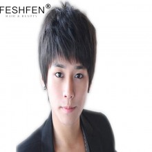 FESHFEN真人發假發蓬松短假發帥氣男生短發手織真發逼真時尚男款