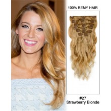 20” 7pcs #27 Strawberry Blonde Body Wave 100% Remy Hair Clip in Hair Extensions