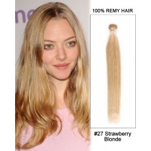 14” #27 Strawberry Blonde Straight Stick Tip I Tip 100% Remy Hair Keratin Hair Extensions-100 strands, 1g/strand